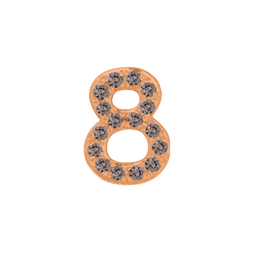 Brown Diamond + 14k Rose Gold Number Charm
