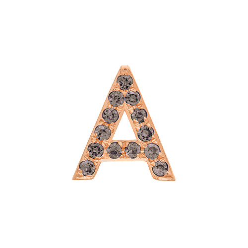 Brown Diamond + 14k Rose Gold Letter Charm
