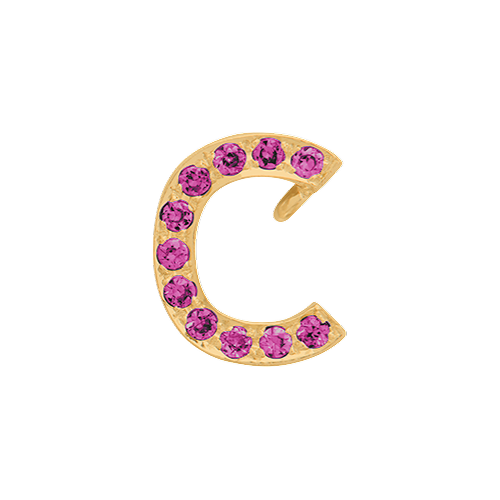 Pink Sapphire + 14k Yellow Gold Letter Charm