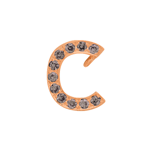 Brown Diamond + 14k Rose Gold Letter Charm