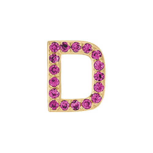 Pink Sapphire + 14k Yellow Gold Letter Charm