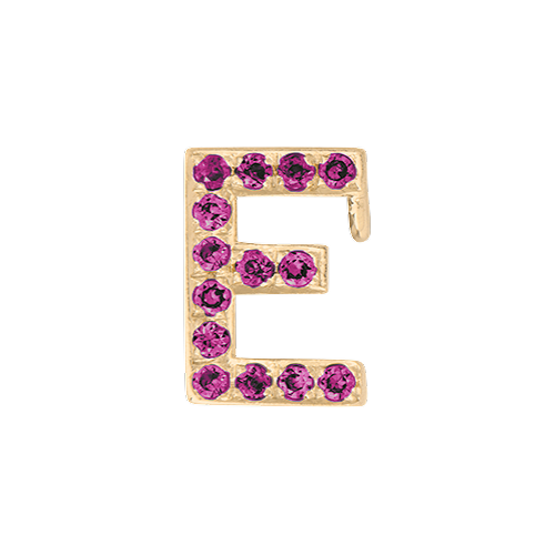 Pink Sapphire + 14k Yellow Gold Letter Charm