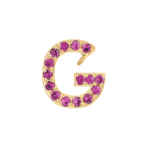 Pink Sapphire + 14k Yellow Gold Letter Charm
