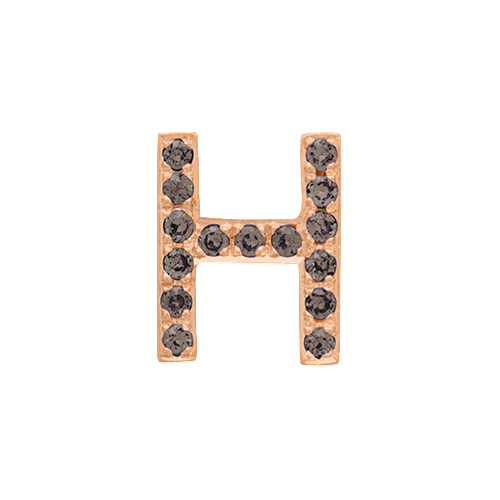 Brown Diamond + 14k Rose Gold Letter Charm