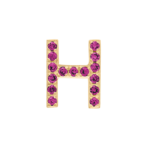 Pink Sapphire + 14k Yellow Gold Letter Charm