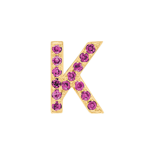Pink Sapphire + 14k Yellow Gold Letter Charm