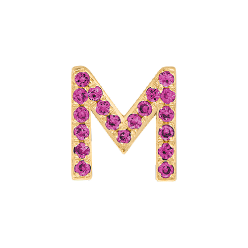 Pink Sapphire + 14k Yellow Gold Letter Charm
