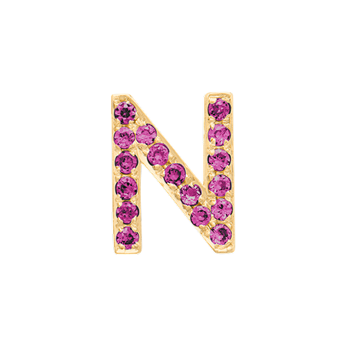 Pink Sapphire + 14k Yellow Gold Letter Charm