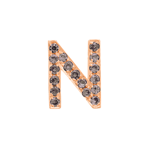 Brown Diamond + 14k Rose Gold Letter Charm