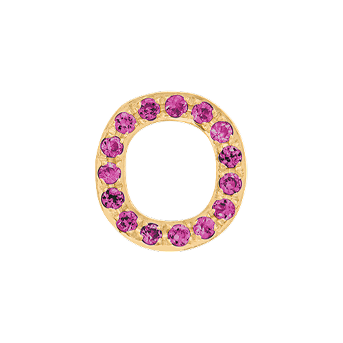 Pink Sapphire + 14k Yellow Gold Letter Charm