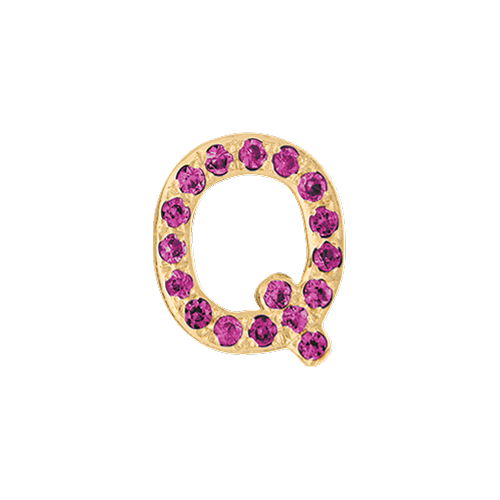 Pink Sapphire + 14k Yellow Gold Letter Charm