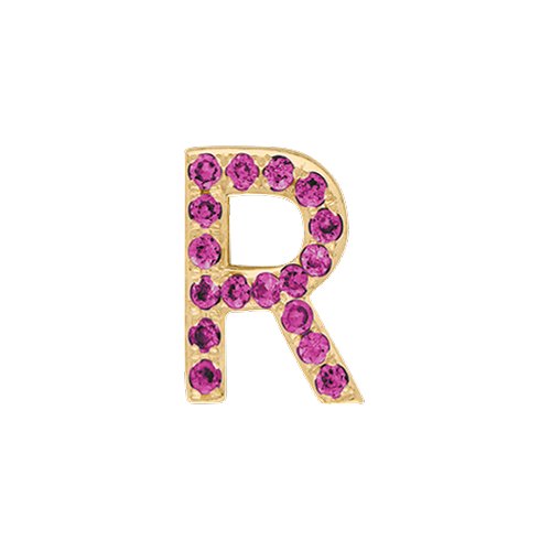 Pink Sapphire + 14k Yellow Gold Letter Charm