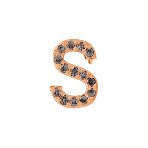 Brown Diamond + 14k Rose Gold Letter Charm