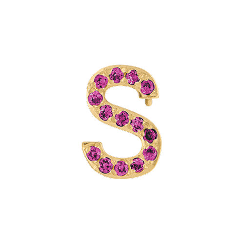 Pink Sapphire + 14k Yellow Gold Letter Charm