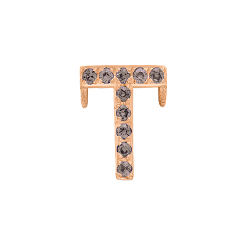 Brown Diamond + 14k Rose Gold Letter Charm