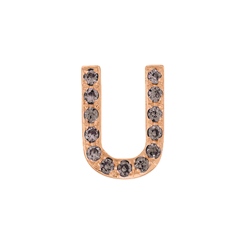 Brown Diamond + 14k Rose Gold Letter Charm