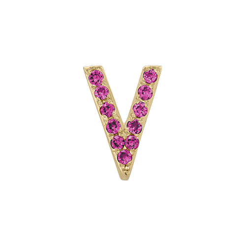 Pink Sapphire + 14k Yellow Gold Letter Charm