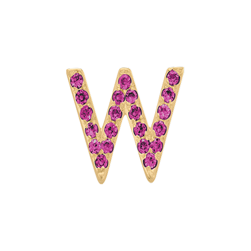 Pink Sapphire + 14k Yellow Gold Letter Charm