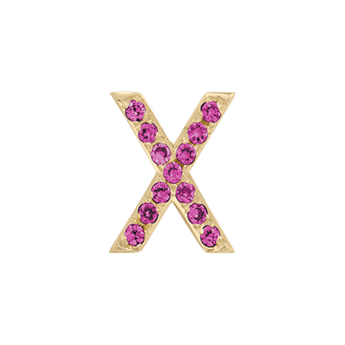 Pink Sapphire + 14k Yellow Gold Letter Charm