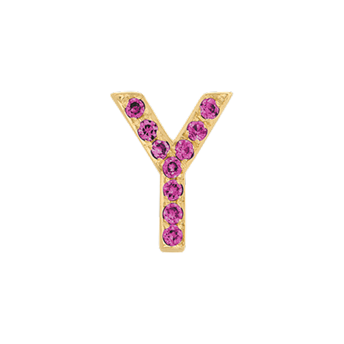 Pink Sapphire + 14k Yellow Gold Letter Charm