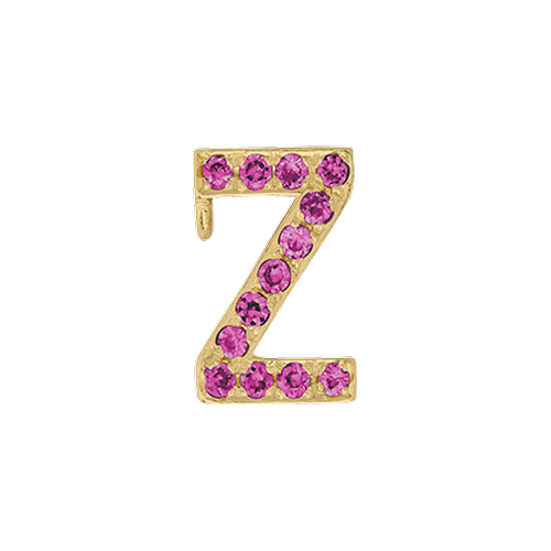 Pink Sapphire + 14k Yellow Gold Letter Charm