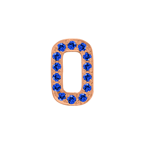 Blue Sapphire + 14k Rose Gold Number Charm