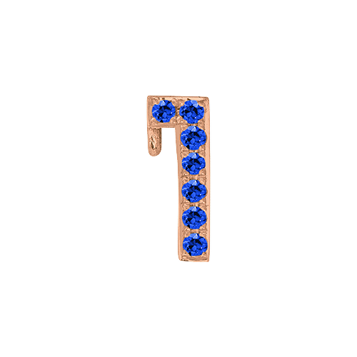 Blue Sapphire + 14k Rose Gold Number Charm