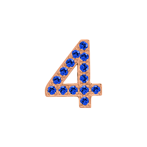 Blue Sapphire + 14k Rose Gold Number Charm