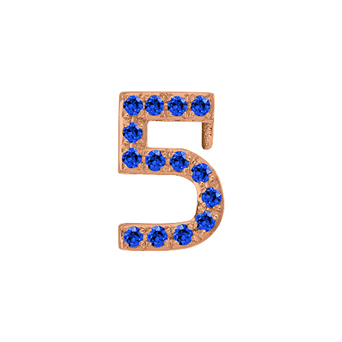 Blue Sapphire + 14k Rose Gold Number Charm