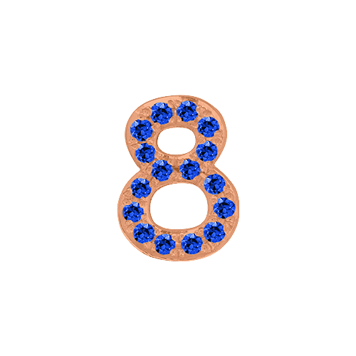 Blue Sapphire + 14k Rose Gold Number Charm