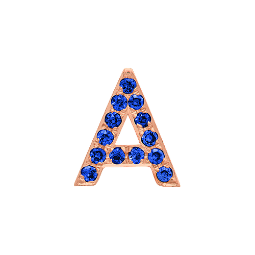 Blue Sapphire + 14k Rose Gold Letter Charm