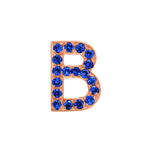Blue Sapphire + 14k Rose Gold Letter Charm