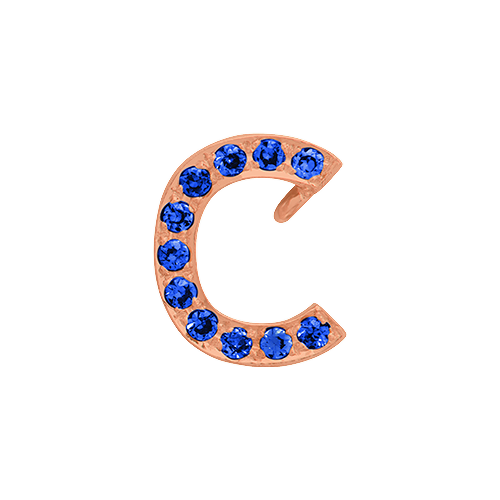 Blue Sapphire + 14k Rose Gold Letter Charm