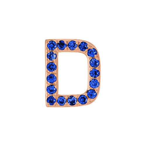 Blue Sapphire + 14k Rose Gold Letter Charm