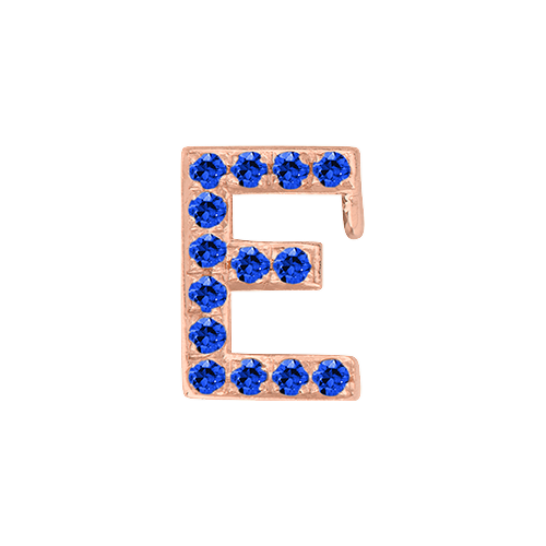 Blue Sapphire + 14k Rose Gold Letter Charm