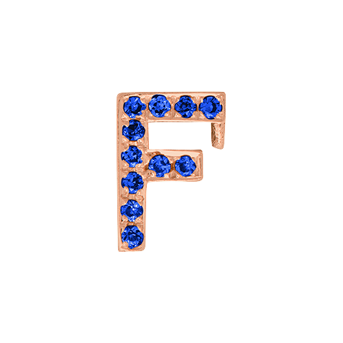 Blue Sapphire + 14k Rose Gold Letter Charm