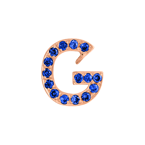 Blue Sapphire + 14k Rose Gold Letter Charm