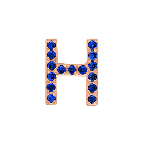 Blue Sapphire + 14k Rose Gold Letter Charm