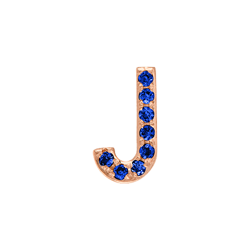 Blue Sapphire + 14k Rose Gold Letter Charm