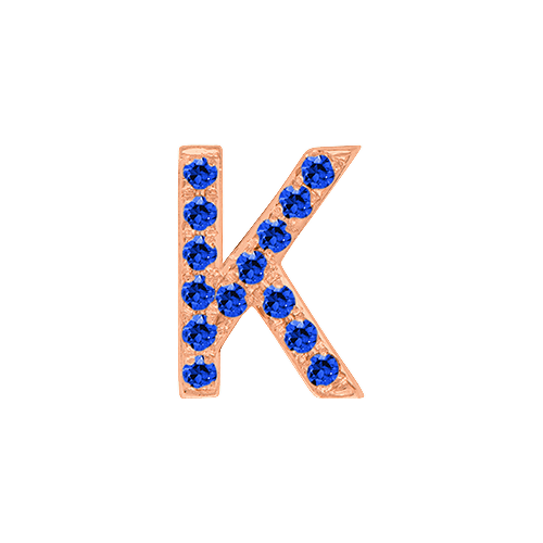 Blue Sapphire + 14k Rose Gold Letter Charm