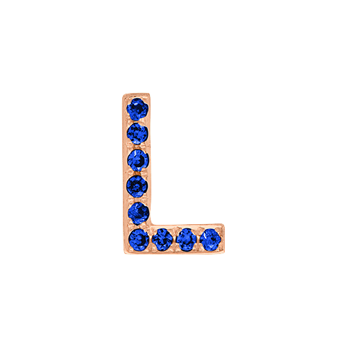 Blue Sapphire + 14k Rose Gold Letter Charm