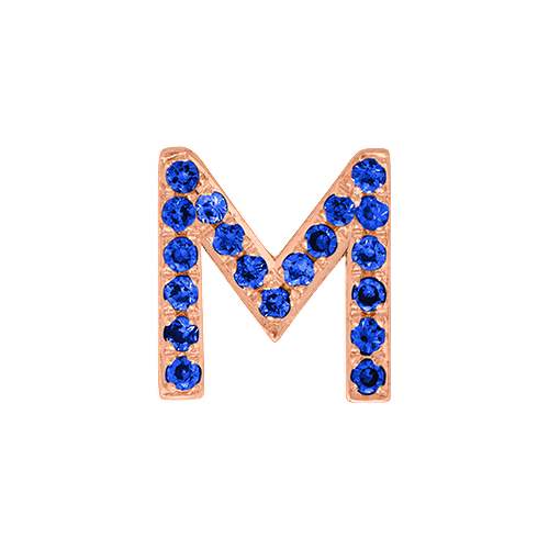 Blue Sapphire + 14k Rose Gold Letter Charm
