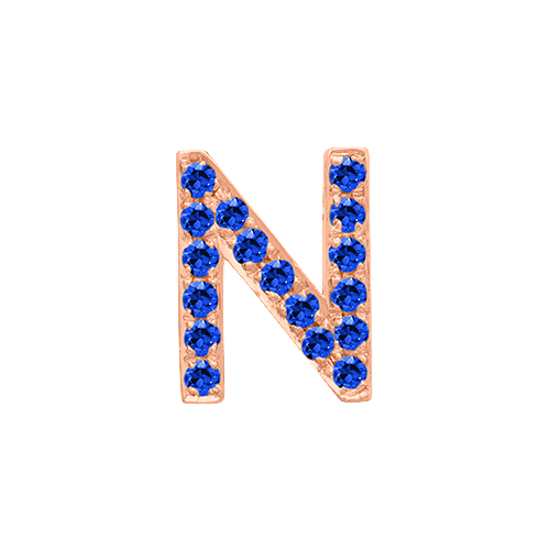 Blue Sapphire + 14k Rose Gold Letter Charm