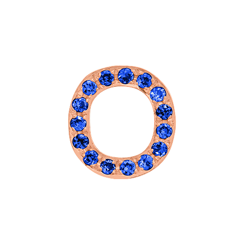 Blue Sapphire + 14k Rose Gold Letter Charm