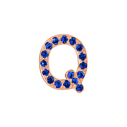 Blue Sapphire + 14k Rose Gold Letter Charm