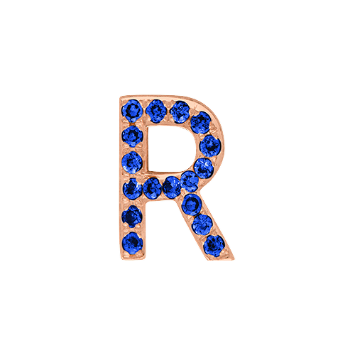 Blue Sapphire + 14k Rose Gold Letter Charm