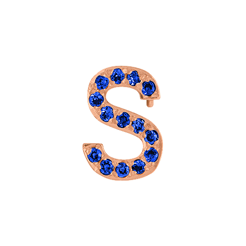 Blue Sapphire + 14k Rose Gold Letter Charm