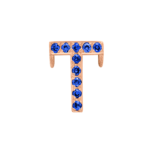 Blue Sapphire + 14k Rose Gold Letter Charm