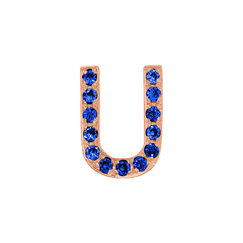 Blue Sapphire + 14k Rose Gold Letter Charm