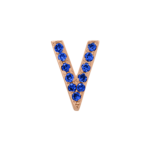 Blue Sapphire + 14k Rose Gold Letter Charm